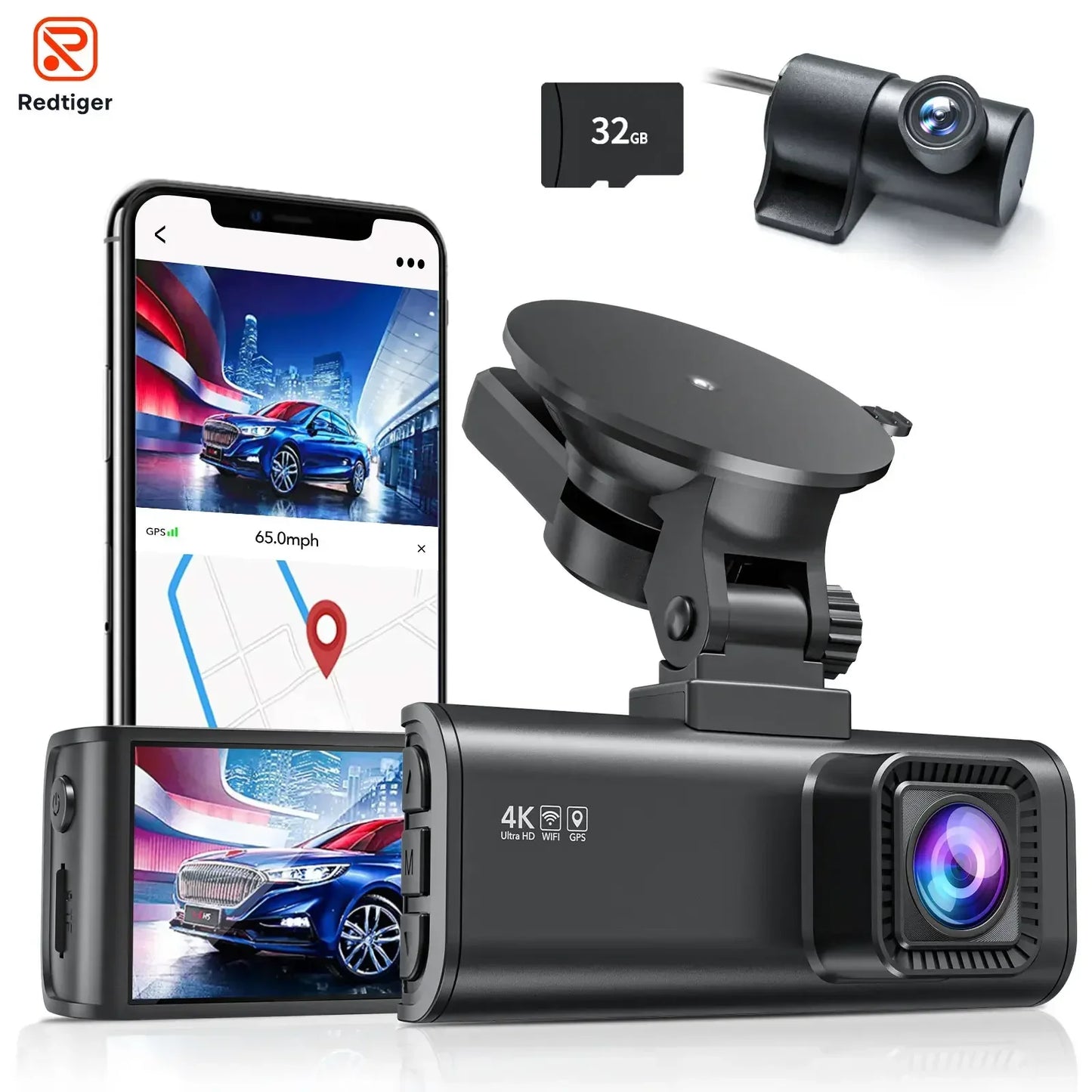REDTIGER F7NP 4K Dash Cam – Sleek Design with WiFi, GPS & 24H Protection
