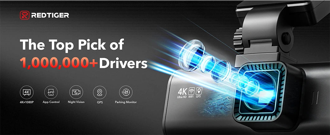 REDTIGER F7NP 4K Dash Cam – Sleek Design with WiFi, GPS & 24H Protection