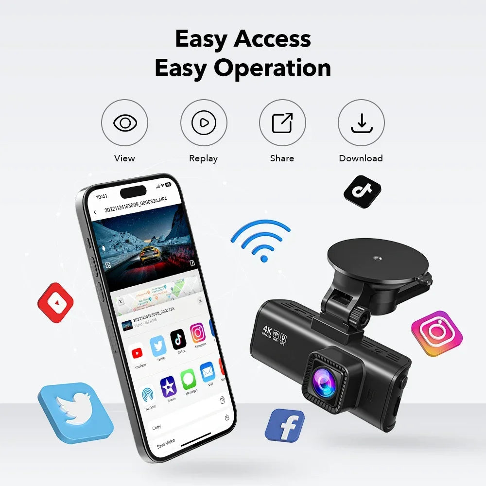 REDTIGER F7NP 4K Dash Cam – Sleek Design with WiFi, GPS & 24H Protection
