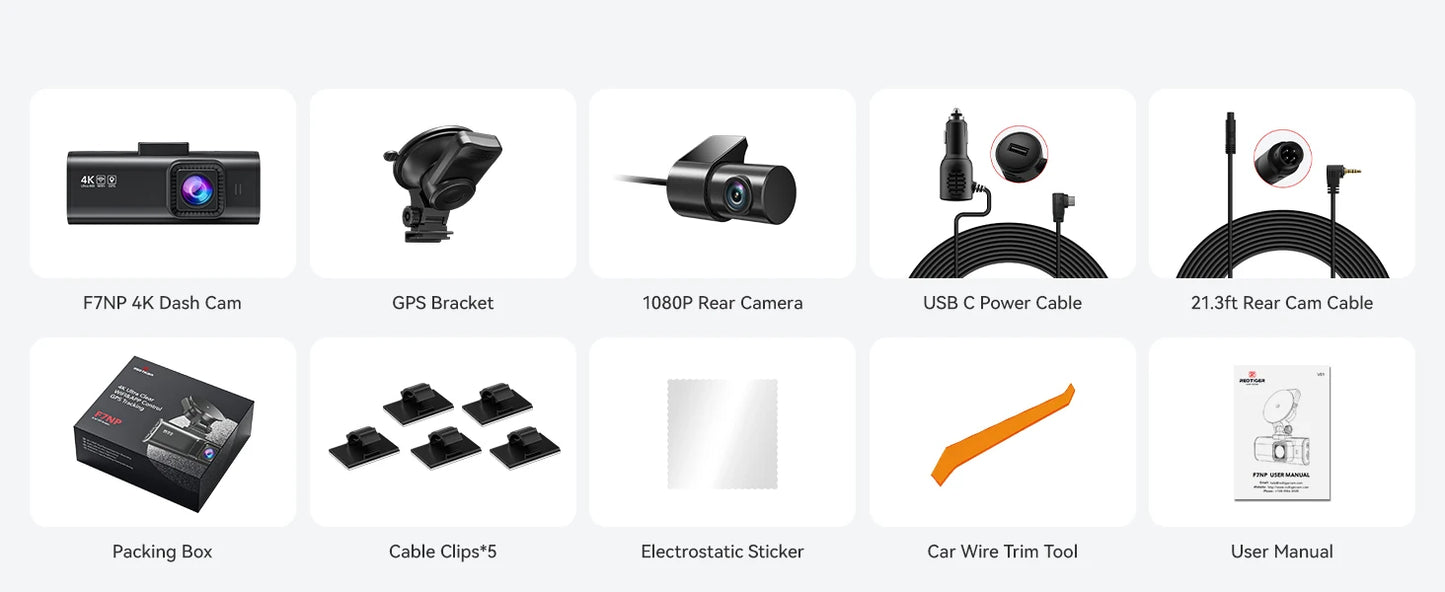 REDTIGER F7NP 4K Dash Cam – Sleek Design with WiFi, GPS & 24H Protection