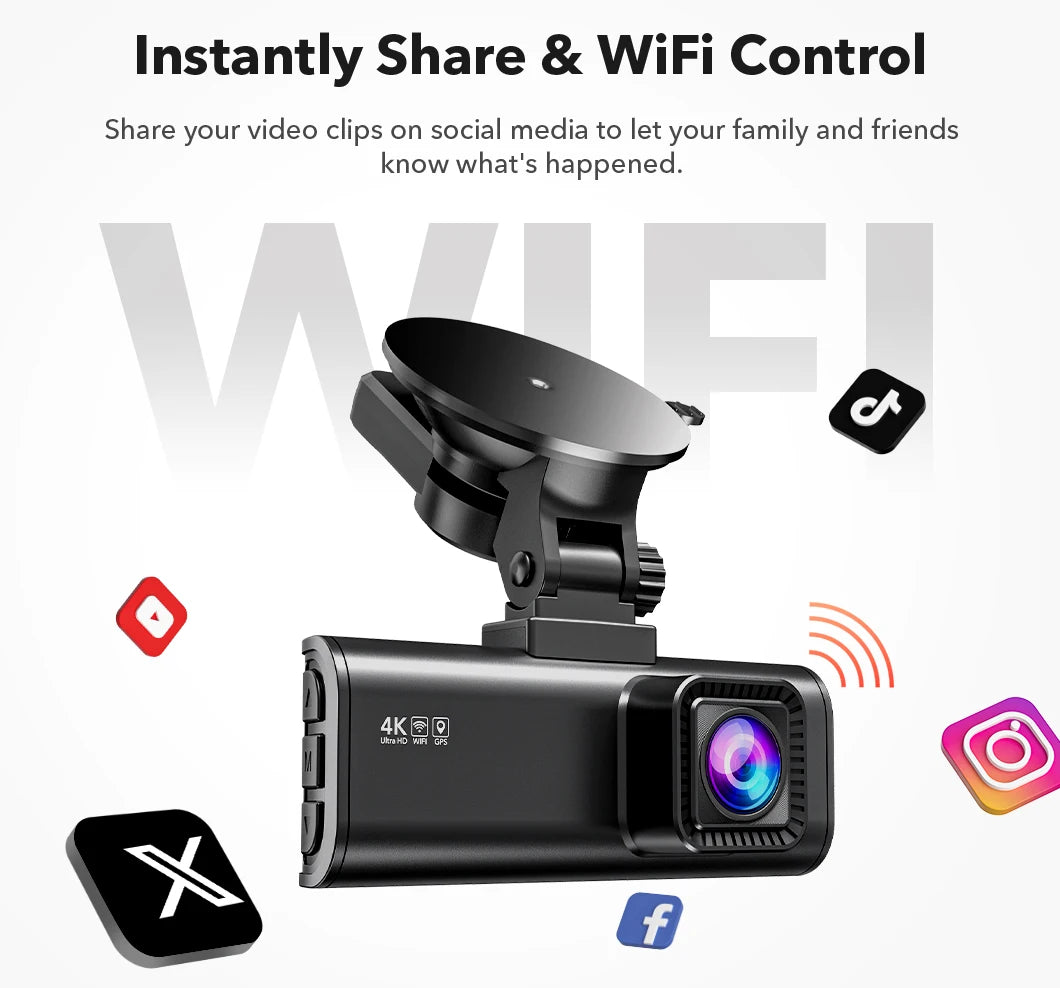 REDTIGER F7NP 4K Dash Cam – Sleek Design with WiFi, GPS & 24H Protection