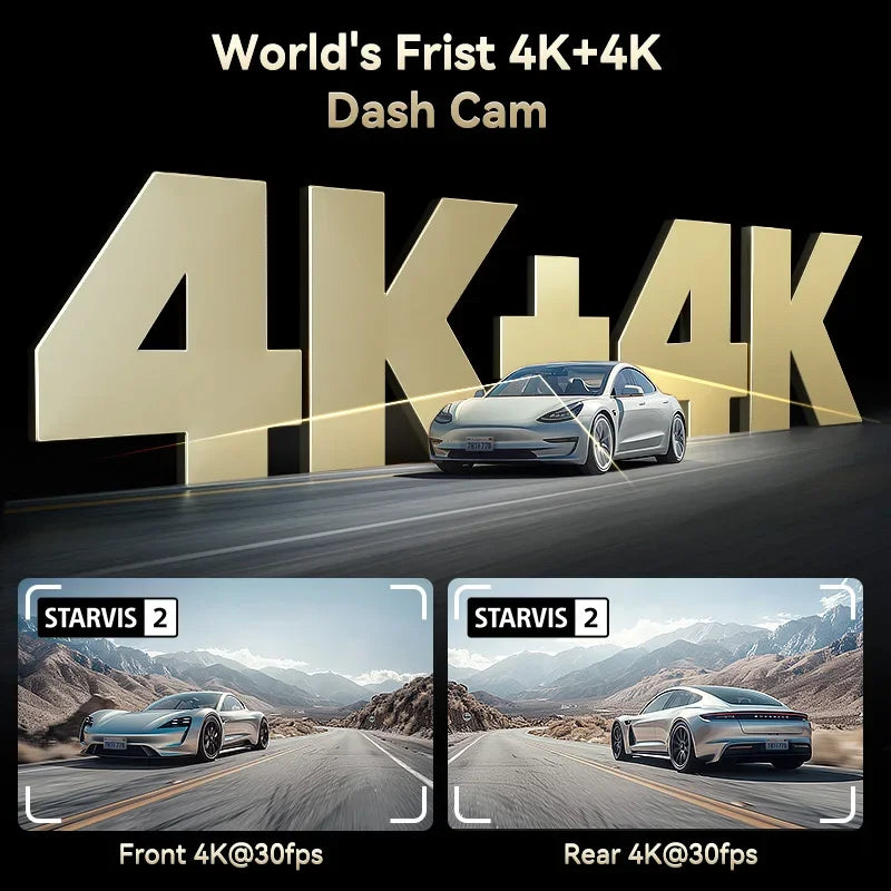REDTIGER F77 4K+4K Dual Dash Cam with Night Vision & WiFi