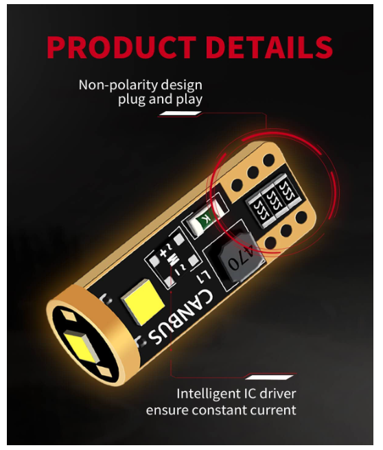 194 168 2825 W5W LED Bulb White Canbus Error Free, T10 LED Bulbs 400LM 6000K Super Bright for Dome Map License Plate Trunk Cargo Lights (2-Pack)