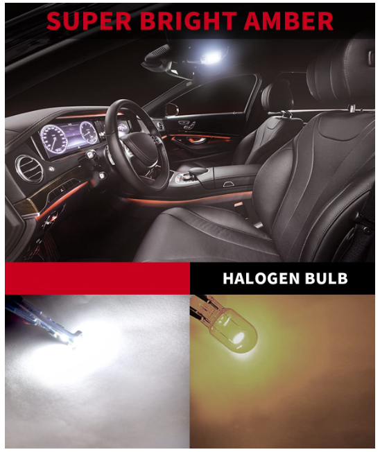 194 168 2825 W5W LED Bulb White Canbus Error Free, T10 LED Bulbs 400LM 6000K Super Bright for Dome Map License Plate Trunk Cargo Lights (2-Pack)