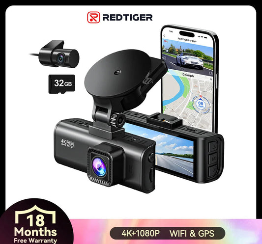 REDTIGER F7NP 4K Dash Cam – Sleek Design with WiFi, GPS & 24H Protection