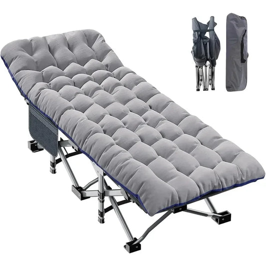 Oversized XXL Folding Camping Cot W/Mat for Adults, 78" L x 32" W x 18" H Heavy Duty Outdoor Bed with Carry Bag,